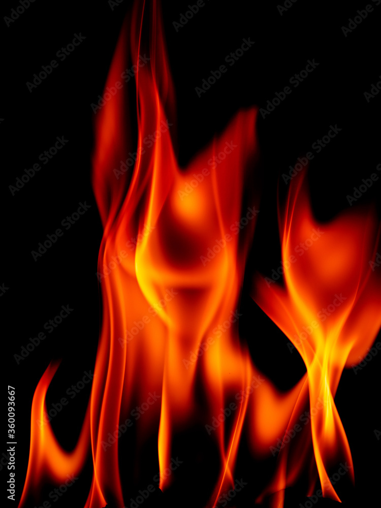 Fire flames on black background Fire flames on black background