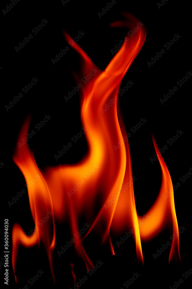 Fire flames on black background Fire flames on black background