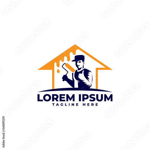 Recommended Home Service Painter  with Brush Logo Vector Icon Illustration