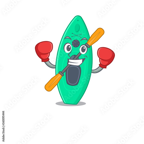 Canoe Caricature character design as a champion of boxing competition