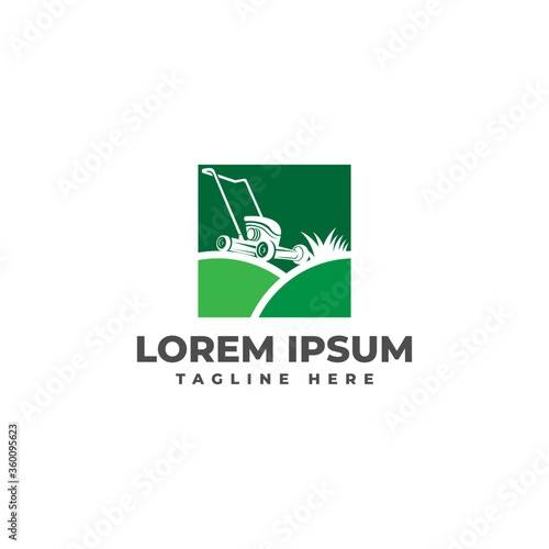 Lawn Mower Logo Vector Icon Illustration
