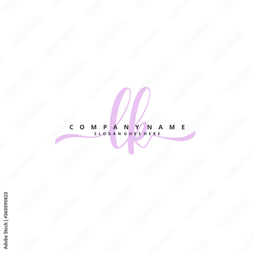 L K LK Initial handwriting and signature logo design with circle. Beautiful design handwritten logo for fashion, team, wedding, luxury logo.