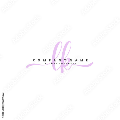 L K LK Initial handwriting and signature logo design with circle. Beautiful design handwritten logo for fashion, team, wedding, luxury logo.