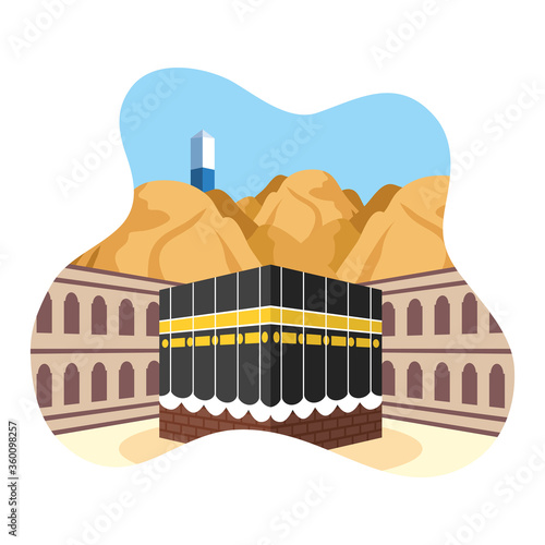 Hajj pilgrimage with kaaba scene