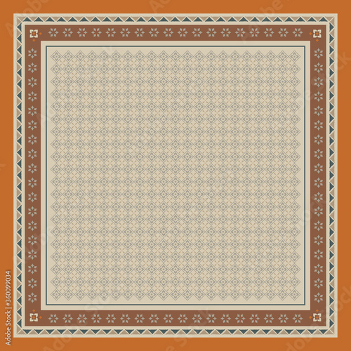 Elegant scarf pattern with ethnic monogram design