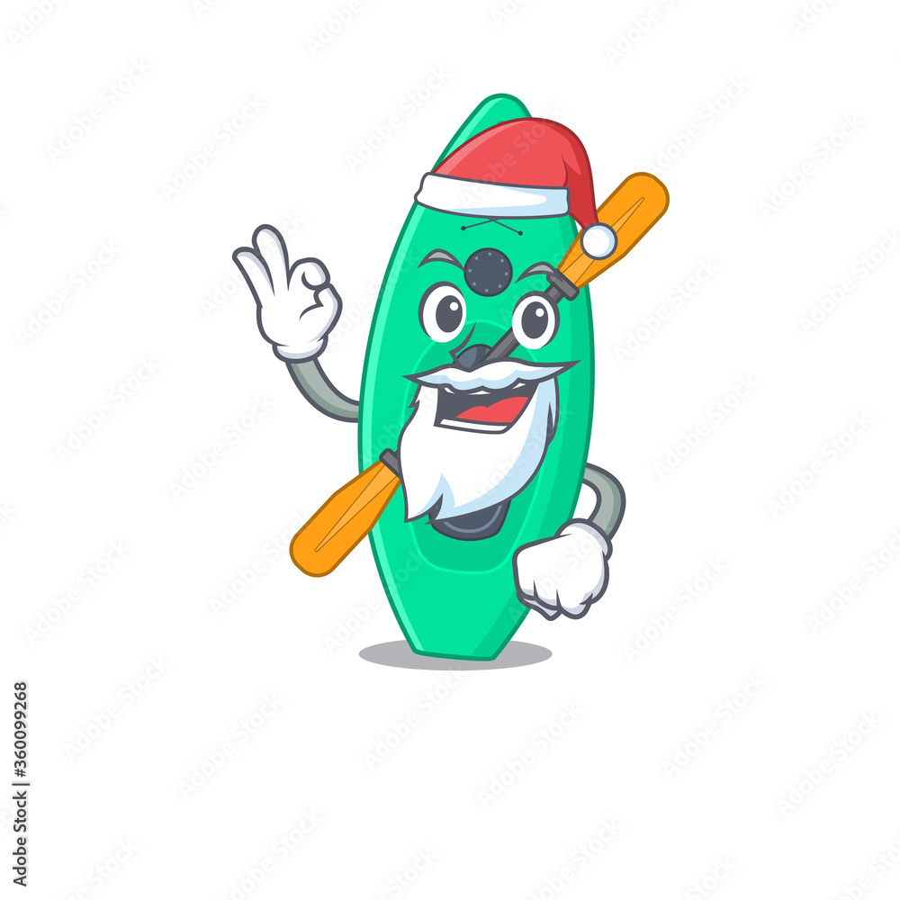 cartoon character of canoe Santa with cute ok finger