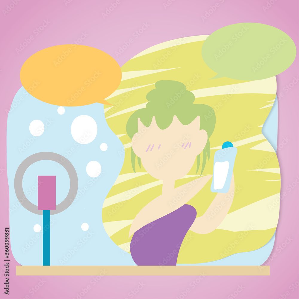 young woman and product vector image for beauty blogger content. young woman and product vector image for beauty blogger content.