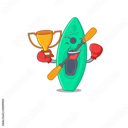Fabulous boxing winner of canoe caricature design style