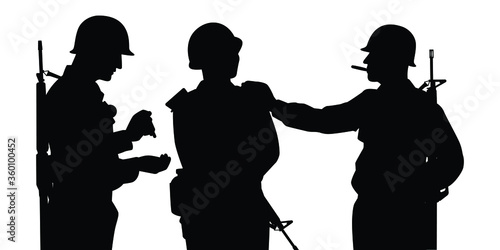 Soldiers are smoking silhouette vector on white