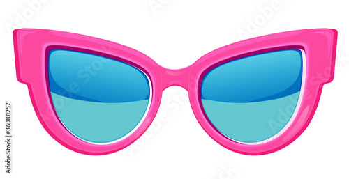 Pink sun glasses. Summer. Vector illustration isolated on white background.