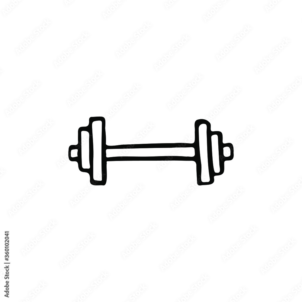 Single vector doodle element isolated on white background. Barbell Single vector doodle element isolated on white background. Barbell