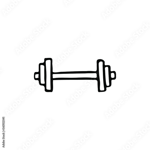 Single vector doodle element isolated on white background. Barbell