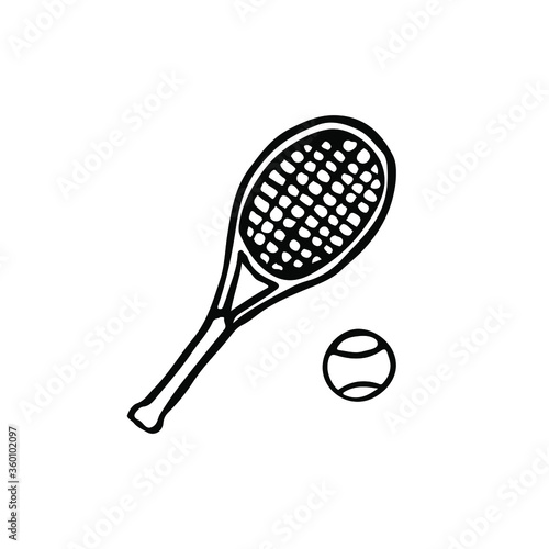 Single vector doodle element isolated on white background. Tennis
