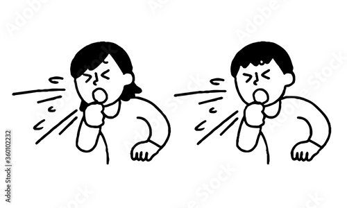 咳をする男性女性セット（シンプル）