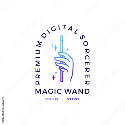hand magic wand logo vector icon illustration