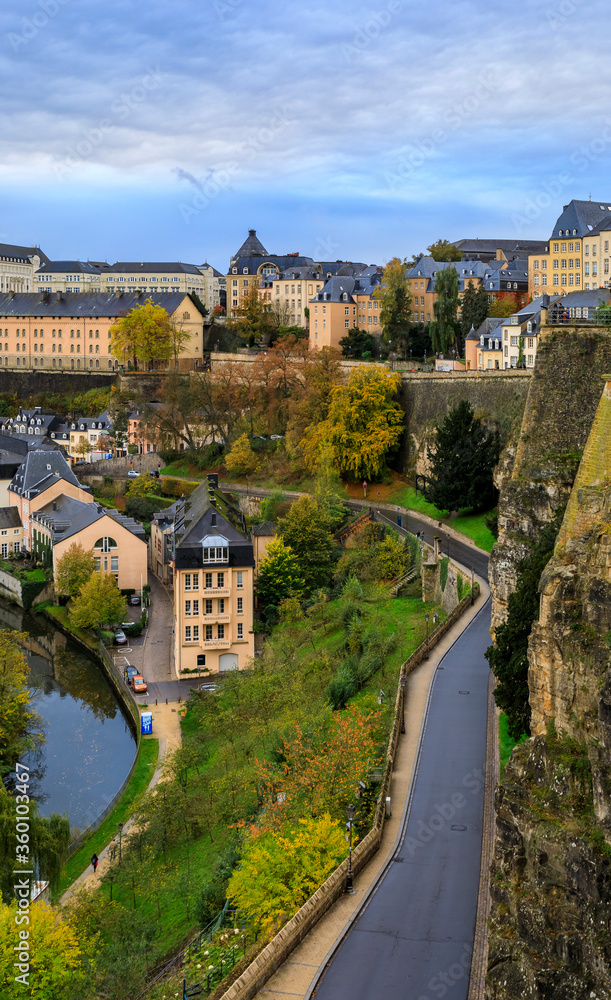 View of the old town of Luxembourg, UNESCO World Heritage Site, with its ancient wall