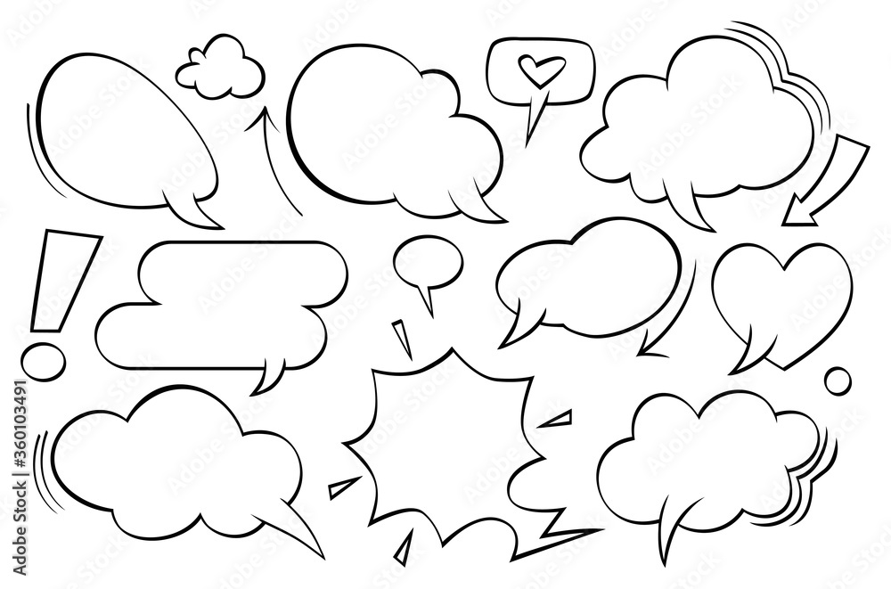 Fototapeta premium A set of comic speech bubbles and elements