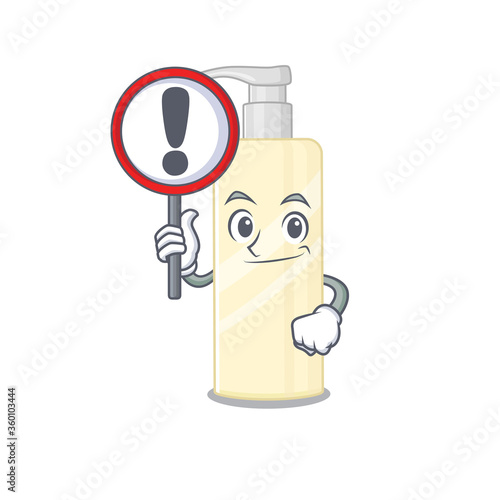 A cartoon icon of hair mask with a exclamation sign board