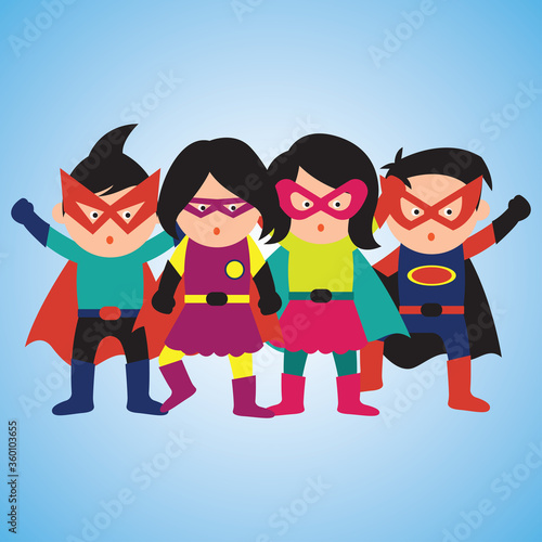 super hero with mask and cape cartoon character. vector illustration