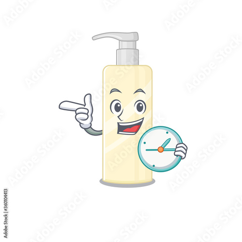 A picture of cheery hair mask holding a clock