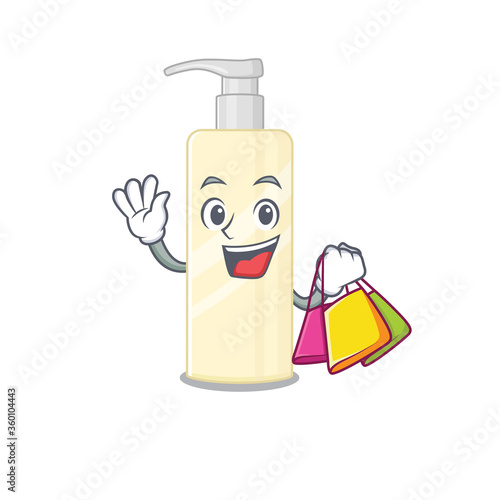 Hair mask wealthy cartoon character concept with shopping bags