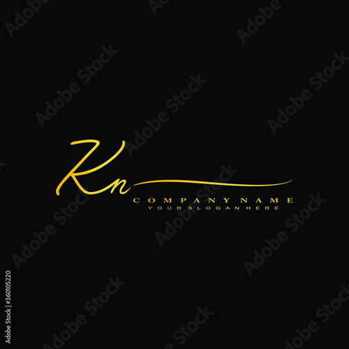 KN initials signature logo. Handwriting logo vector templates. Hand drawn Calligraphy lettering Vector illustration.
