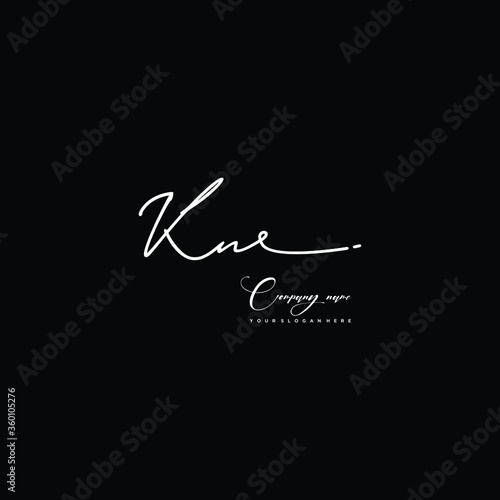 KN initials signature logo. Handwriting logo vector templates. Hand drawn Calligraphy lettering Vector illustration. 