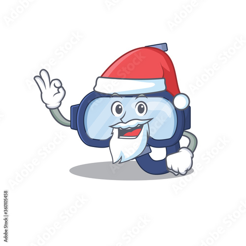 cartoon character of dive glasses Santa with cute ok finger © kongvector