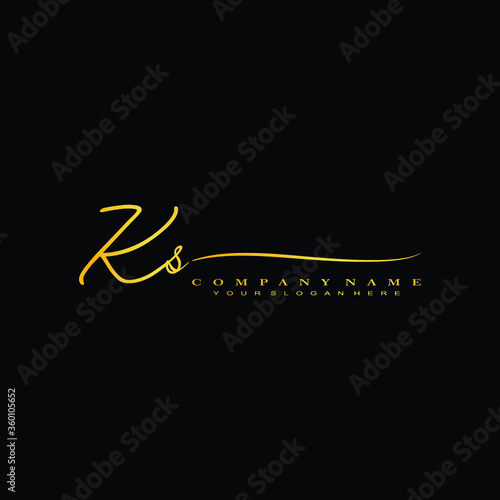 KS initials signature logo. Handwriting logo vector templates. Hand drawn Calligraphy lettering Vector illustration.

