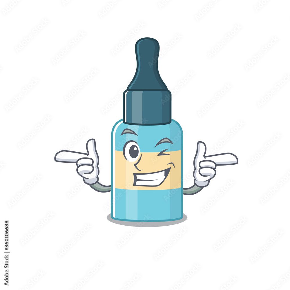 Caricature design concept of hair oil with funny wink eye Caricature design concept of hair oil with funny wink eye
