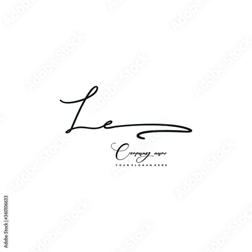 LE initials signature logo. Handwriting logo vector templates. Hand drawn Calligraphy lettering Vector illustration. 