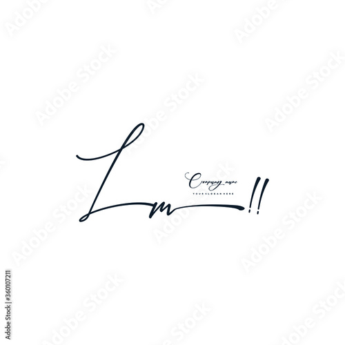 LM initials signature logo. Handwriting logo vector templates. Hand drawn Calligraphy lettering Vector illustration.
