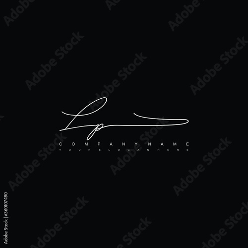 LP initials signature logo. Handwriting logo vector templates. Hand drawn Calligraphy lettering Vector illustration.
