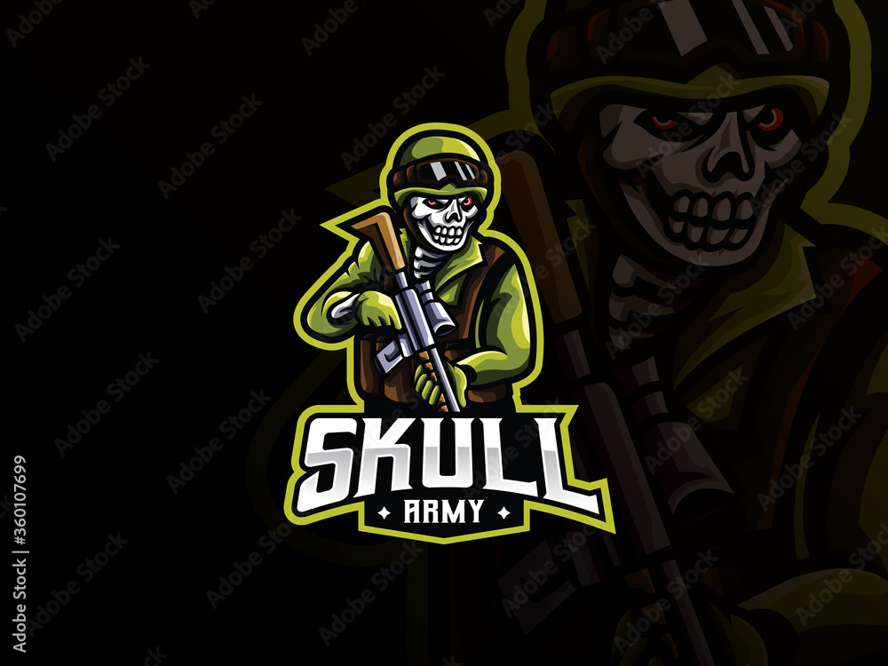 Skull military mascot sport logo design