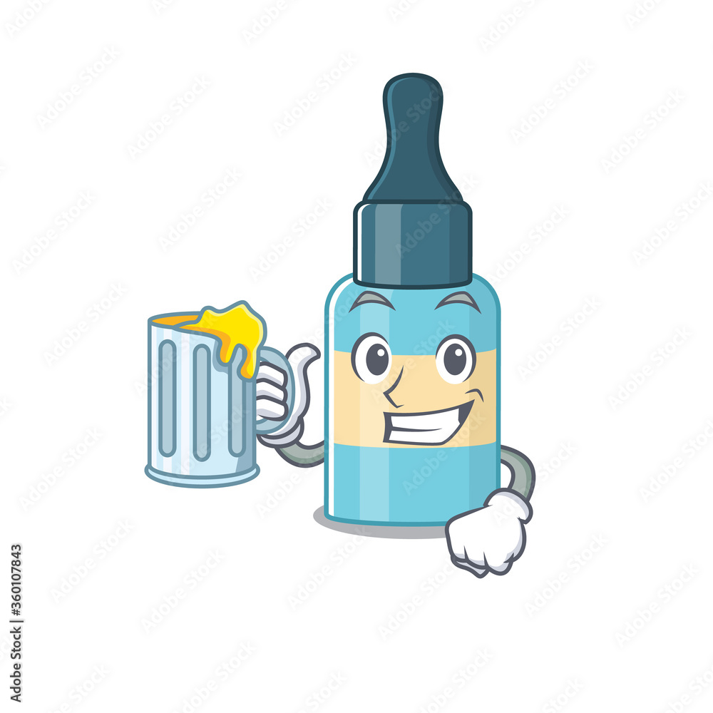 A cartoon concept of hair oil toast with a glass of beer A cartoon concept of hair oil toast with a glass of beer