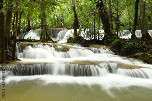 Beautiful waterfall with stones in forest, Thailand
