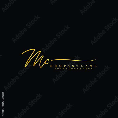 MC initials signature logo. Handwriting logo vector templates. Hand drawn Calligraphy lettering Vector illustration.