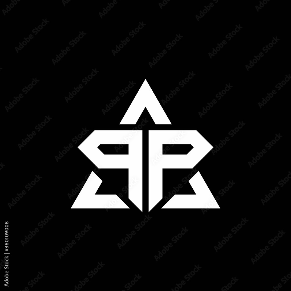 PP monogram logo with diamond shape and triangle outline PP monogram logo with diamond shape and triangle outline