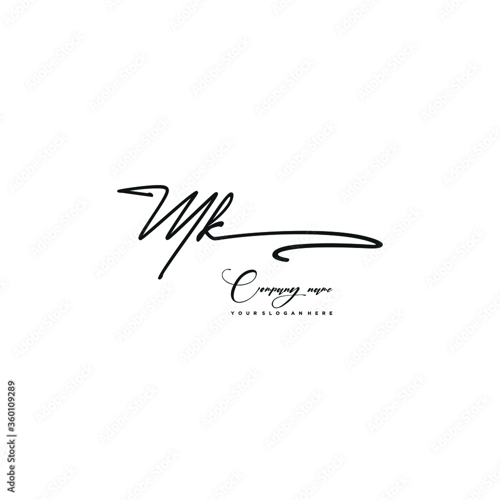 MK initials signature logo. Handwriting logo vector templates. Hand drawn Calligraphy lettering Vector illustration.