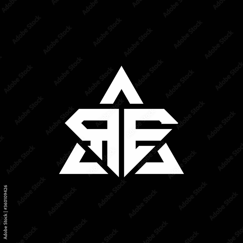 RE monogram logo with diamond shape and triangle outline RE monogram logo with diamond shape and triangle outline