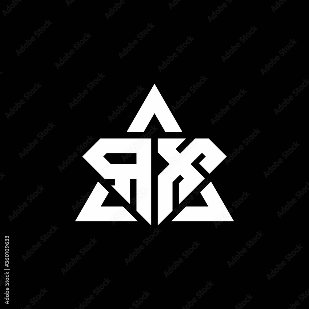 RX monogram logo with diamond shape and triangle outline