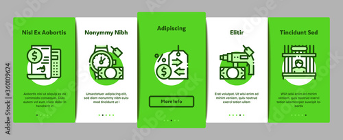 Pawnshop Exchange Onboarding Mobile App Page Screen Vector. Pawnshop Building And Handshake, Laptop And Phone, Photo Camera And Jewelry Stone Color Illustrations