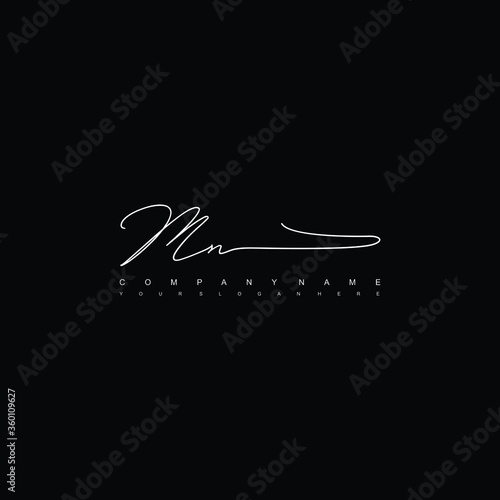 MN initials signature logo. Handwriting logo vector templates. Hand drawn Calligraphy lettering Vector illustration.