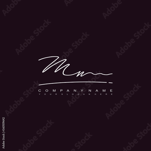 MN initials signature logo. Handwriting logo vector templates. Hand drawn Calligraphy lettering Vector illustration.
