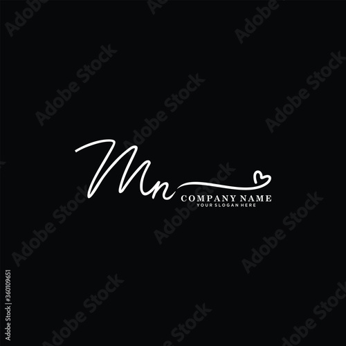 MN initials signature logo. Handwriting logo vector templates. Hand drawn Calligraphy lettering Vector illustration.