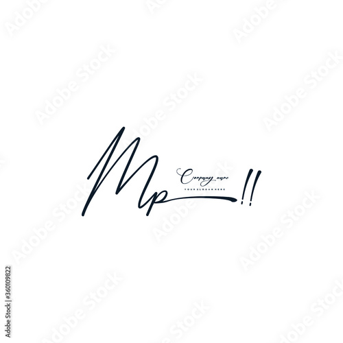 MP initials signature logo. Handwriting logo vector templates. Hand drawn Calligraphy lettering Vector illustration.