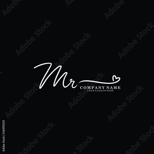 MR initials signature logo. Handwriting logo vector templates. Hand drawn Calligraphy lettering Vector illustration.
