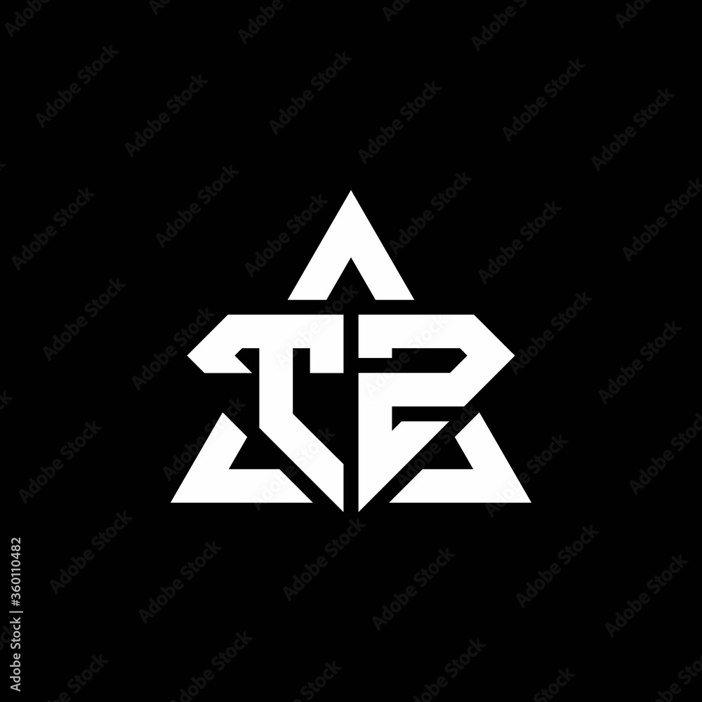 TZ monogram logo with diamond shape and triangle outline TZ monogram logo with diamond shape and triangle outline