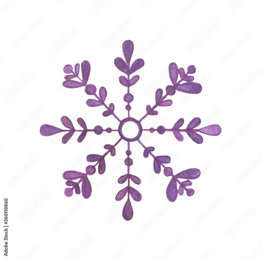 watercolor illustration of snowflakes, new year, winter, Christmas