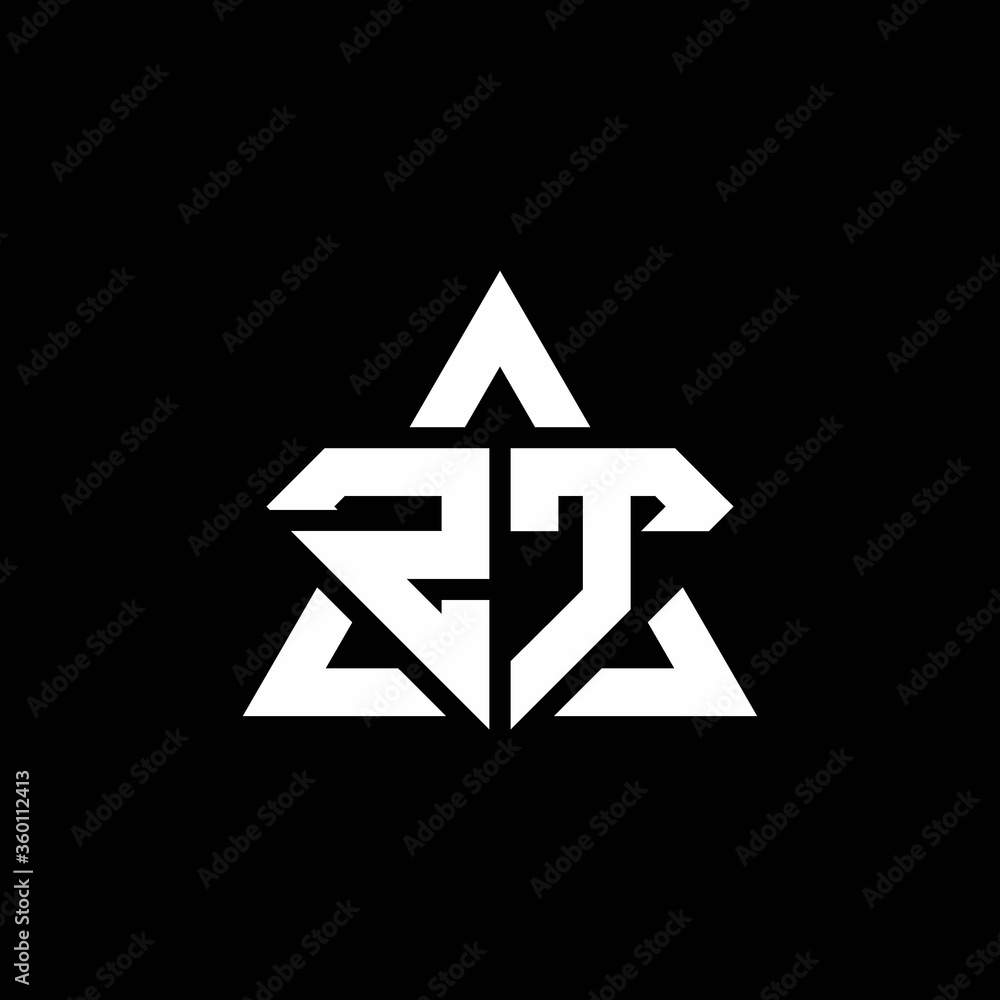 ZT monogram logo with diamond shape and triangle outline ZT monogram logo with diamond shape and triangle outline